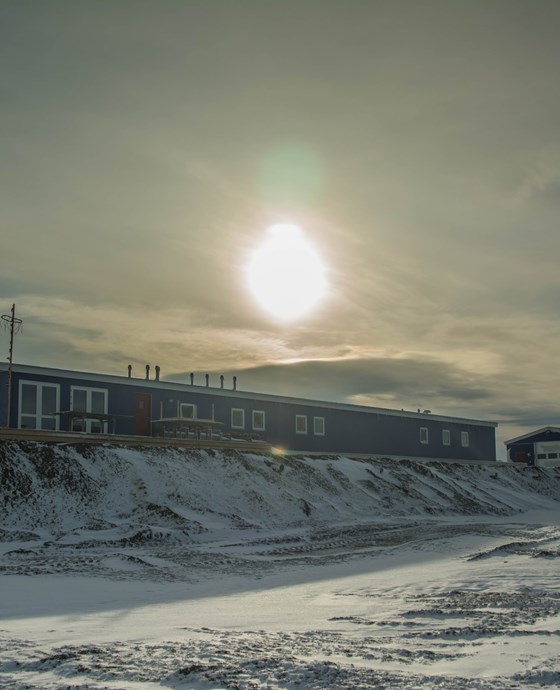 Väderutsatt: Svåra väderförhållanden för forskningsstationen Villum Research Station på Grönland.